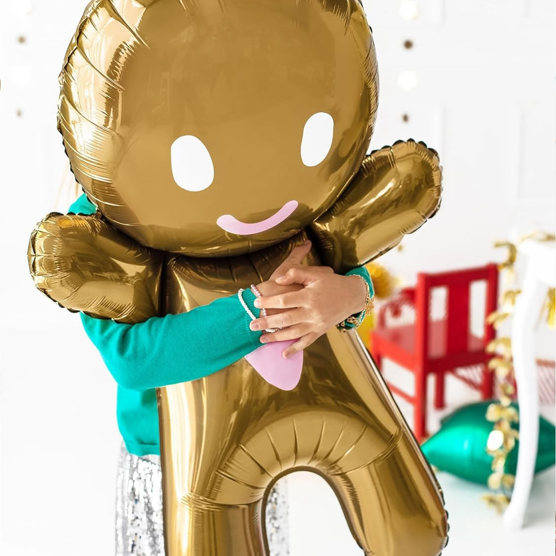 Large Gold Gingerbread Man Foil Balloon