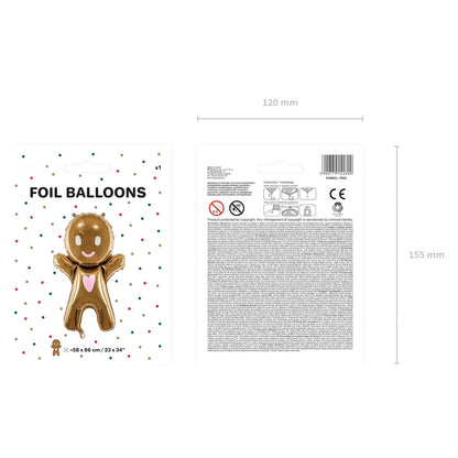 Large Gold Gingerbread Man Foil Balloon