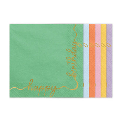 Pastel Happy Birthday Paper Napkins