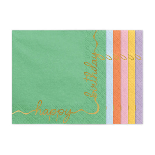 Pastel Happy Birthday Paper Napkins