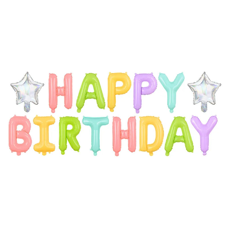 Pastel Happy Birthday Balloon Banner