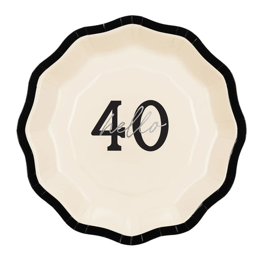 Hello 40 Birthday Paper Plates