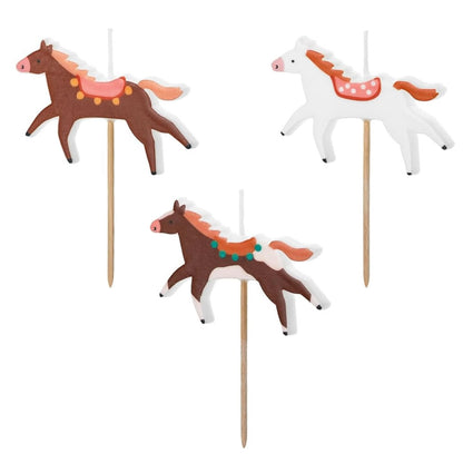 Horse Birthday Candles, Set of 3