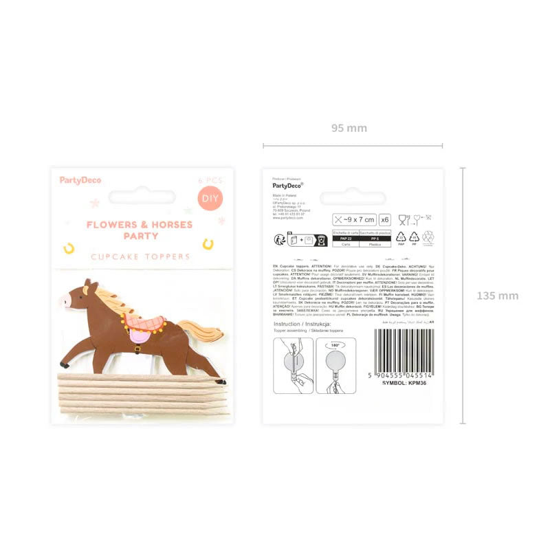Horse Cupcake Toppers, Set of 6