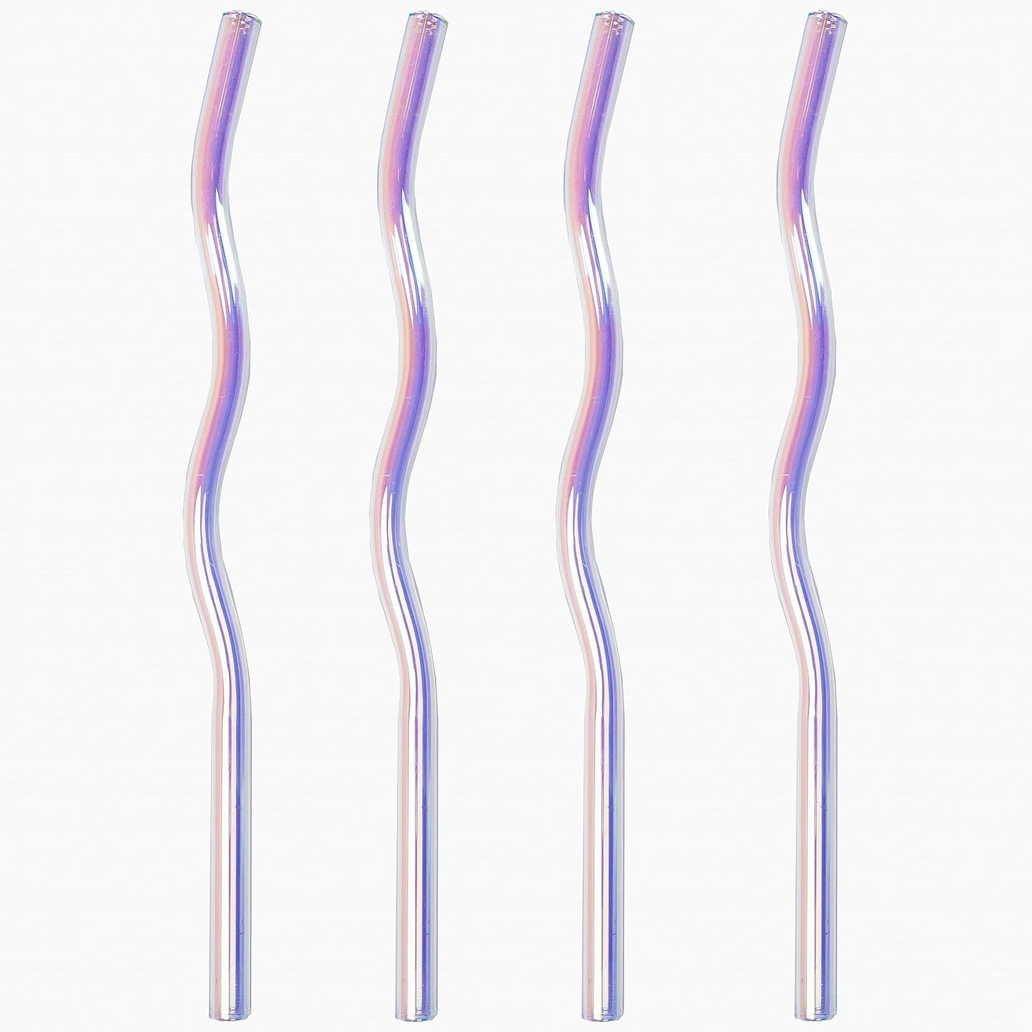 Iridescent Wavy Glass Straws