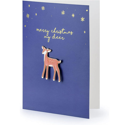 Christmas Card with a Keepsake Deer Enamel Pin