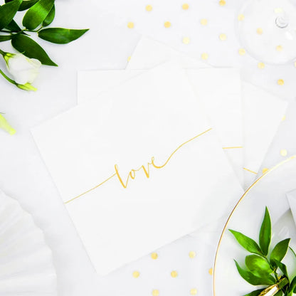 Gold Love Napkins Pack of 20