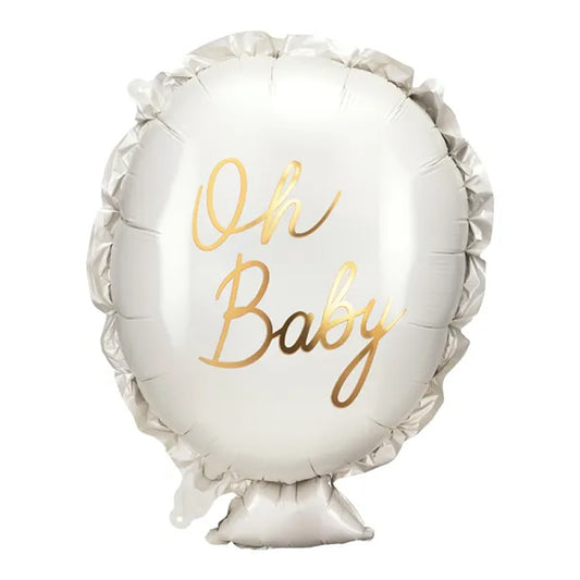 White and Gold 'Oh-Baby' Foil Balloon