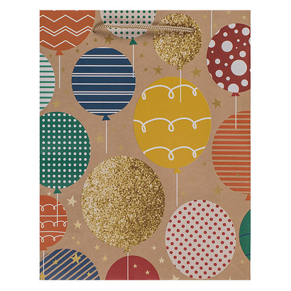 Birthday Paper Gift Bags, 4 Designs with Balloons or Candles