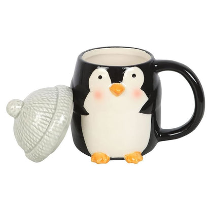 Penguin Shaped Mug with Bobble Hat Lid