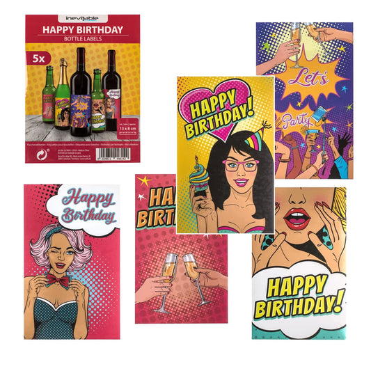 Retro Happy Birthday Bottle Labels