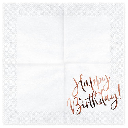 Happy Birthday Napkins with Rose Gold Inscription
