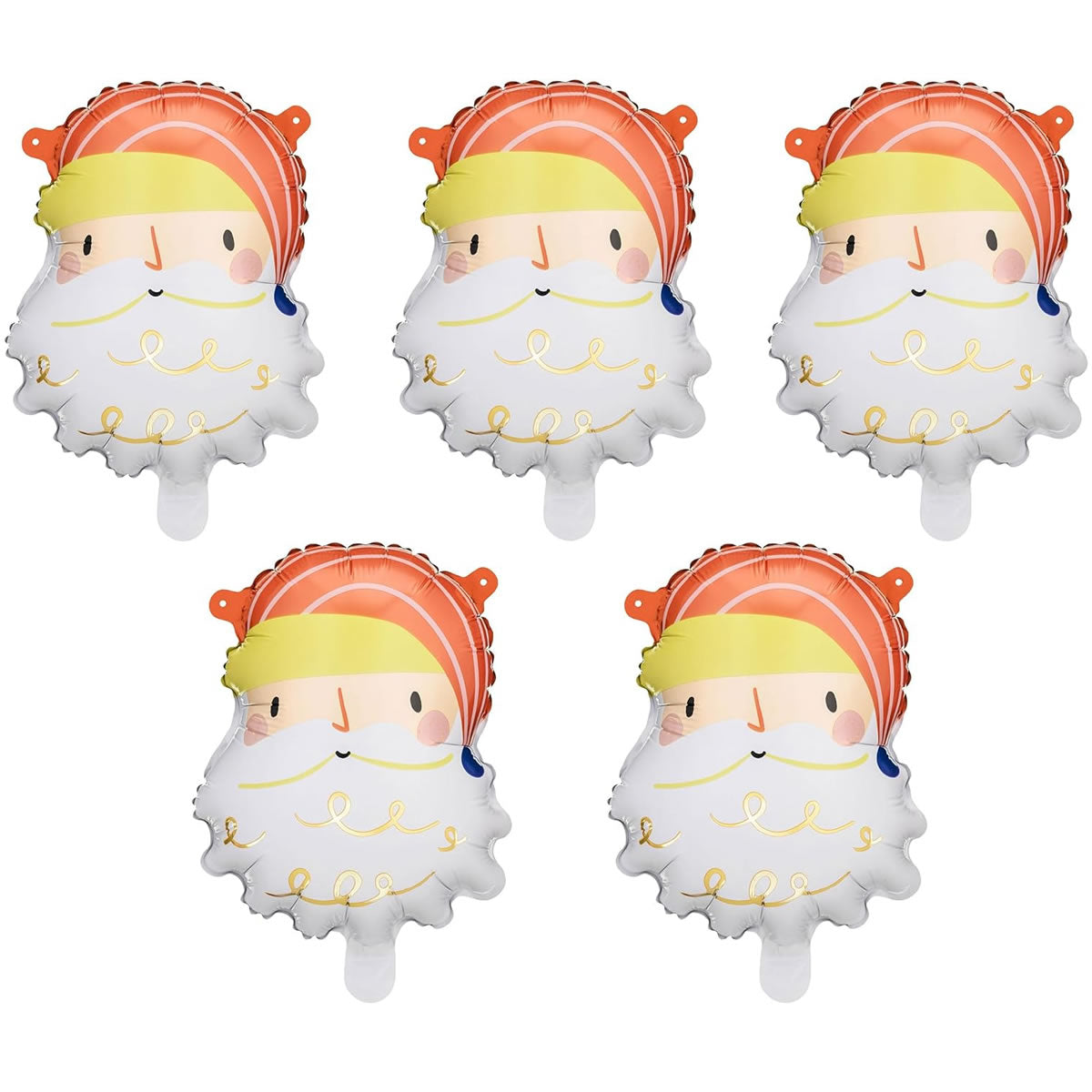 Santa Head Foil Balloons, Pack of 5