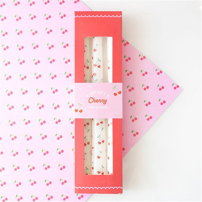 Cherry Pattern Taper Candles