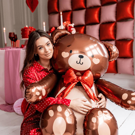 Standing Giant Brown Teddy Bear Foil Balloon