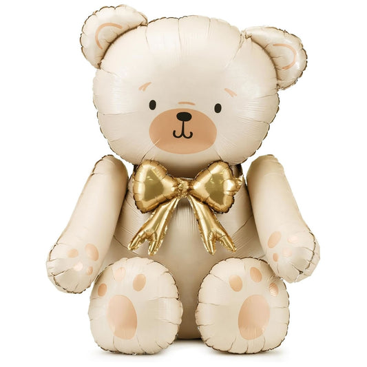 Standing Giant Cream Teddy Bear Foil Balloon