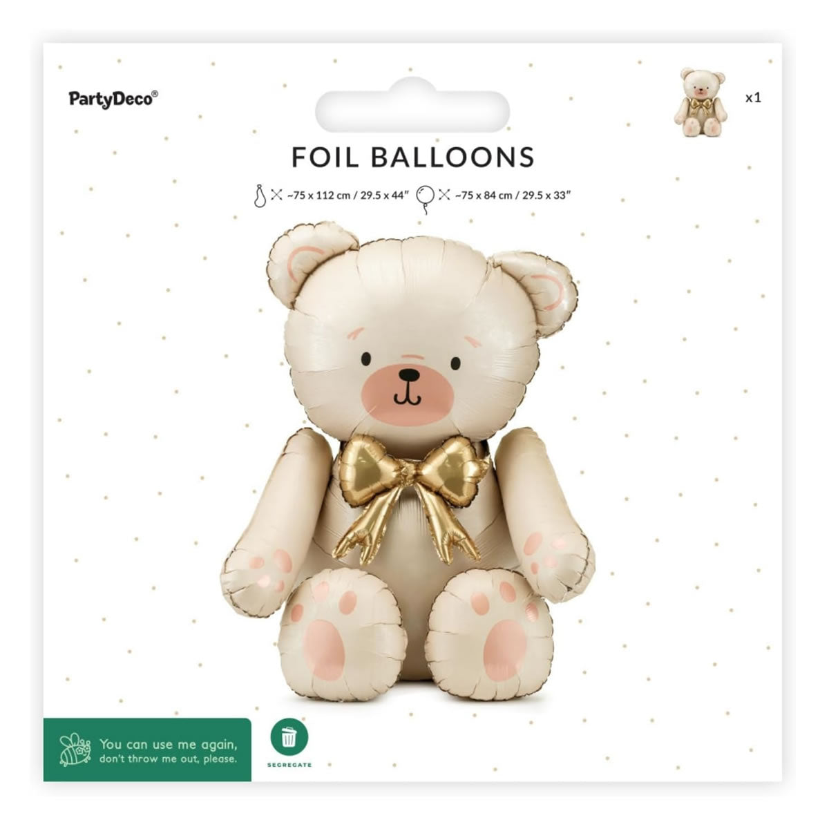 Standing Giant Cream Teddy Bear Foil Balloon
