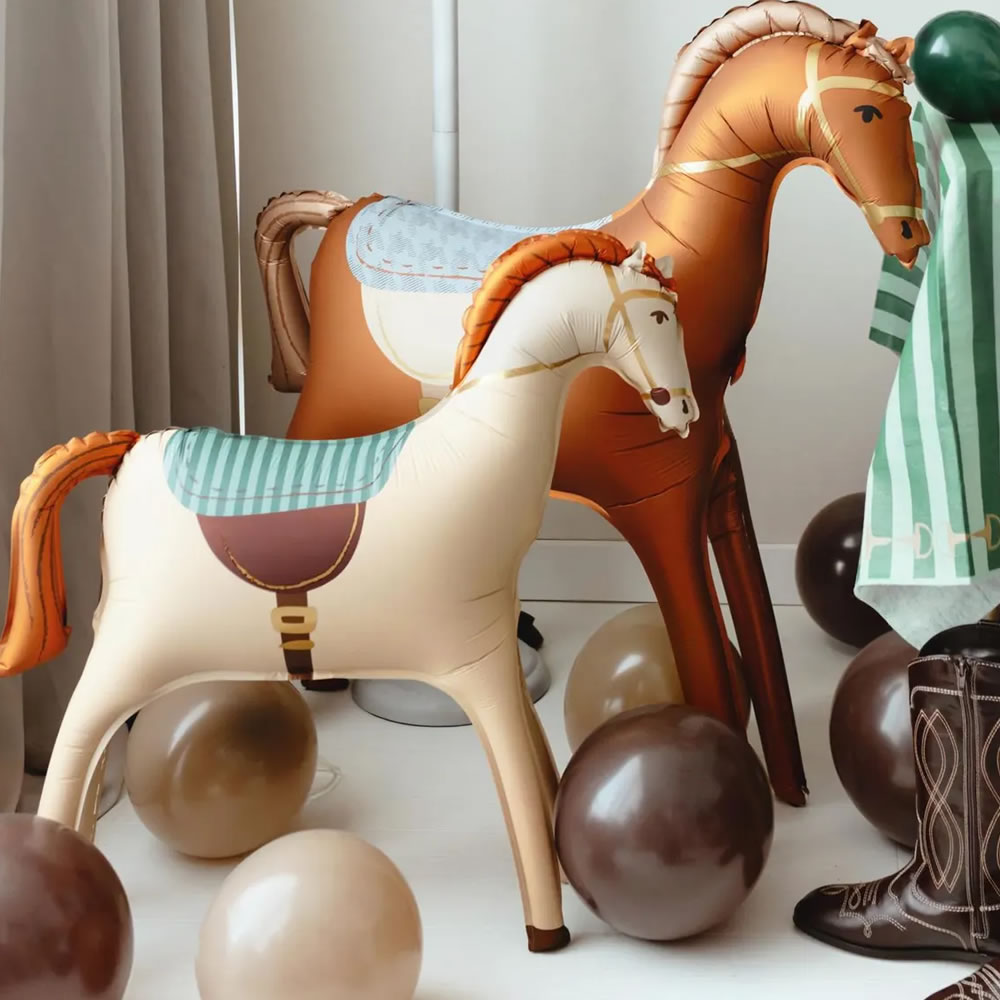 Standing Horse Foil Balloon - Cream