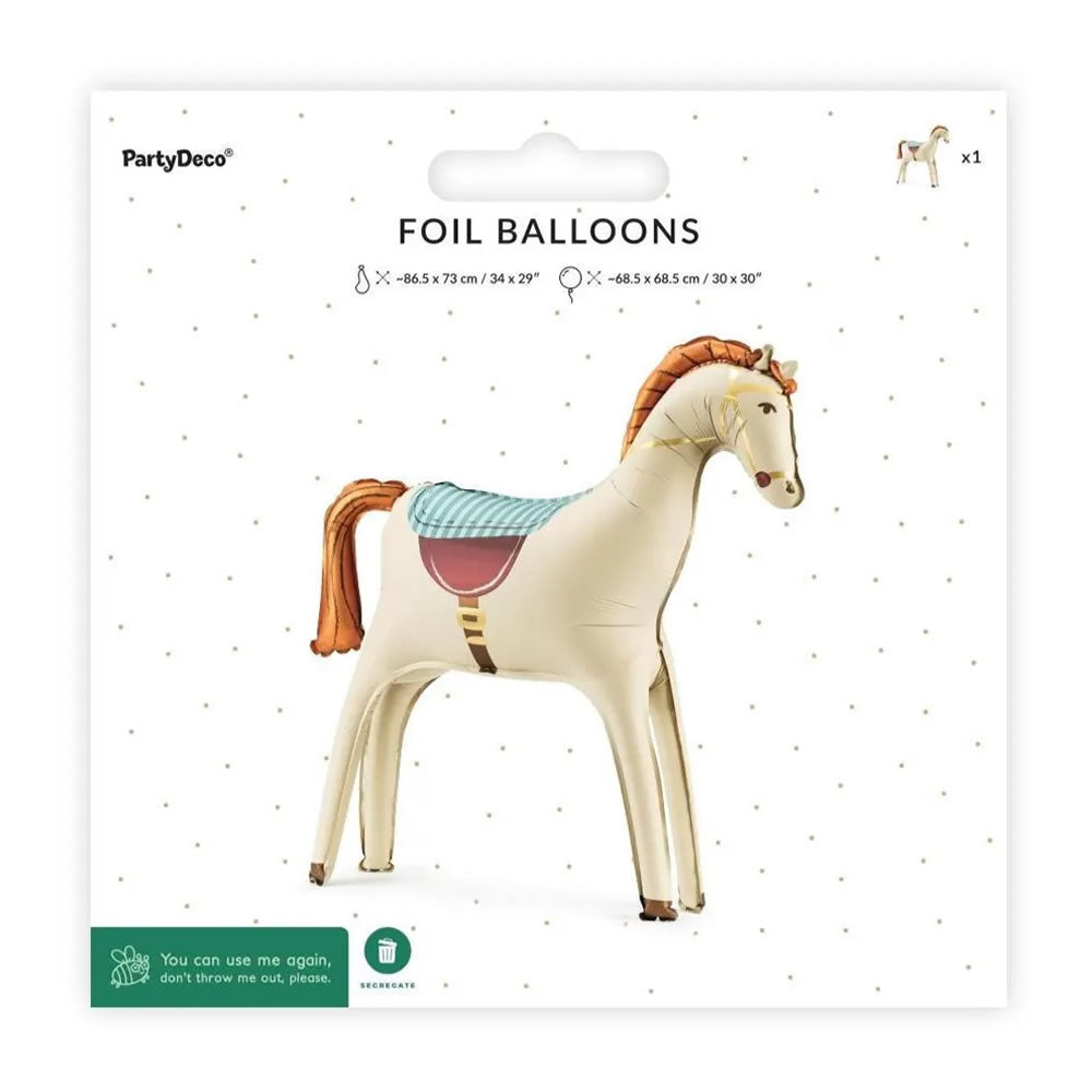 Standing Horse Foil Balloon - Cream