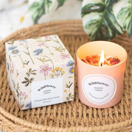 Wildflower Scented Candle with Rose Petals