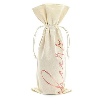 Pack of 5 Wine Bottle Bags with 'Cheers' Rose Gold Inscription