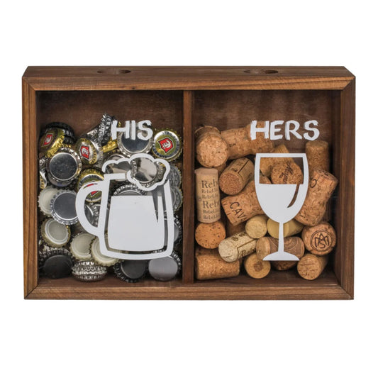 His and Hers Wooden Drink Cap Collector